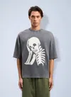 Palm Angels Skull-print Washed T-shirt In Gray