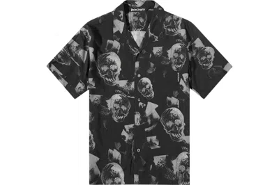 Pre-owned Palm Angels Skull Print Bowling Shirt Black