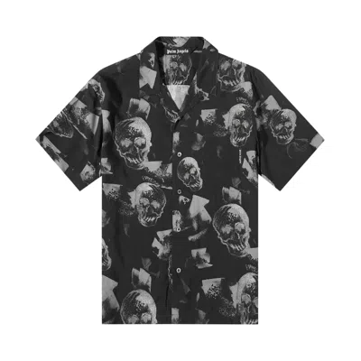 Pre-owned Palm Angels Skull Print Bowling Shirt 'black/white' | Men's Size 52