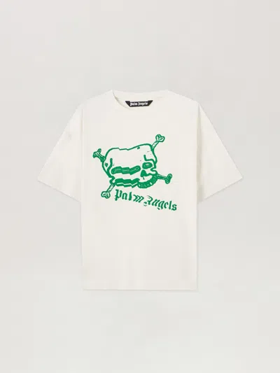 Palm Angels Skull Graphic T-shirt In Neutral