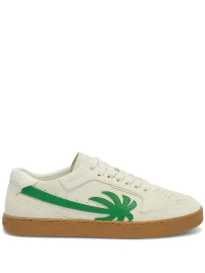 Palm Angels Sleek Versatile Basic Sneakers In White - Green