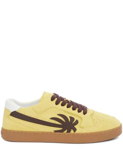 Palm Angels Sleek Versatile Sneakers For Men In Ocher Yellow - Brown