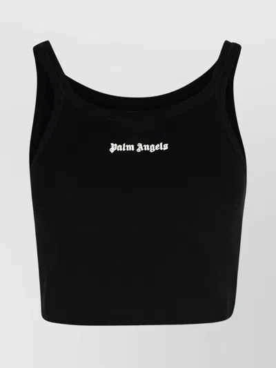 Palm Angels Sleeveless Cropped Cotton Top