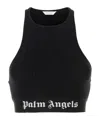 Palm Angels Sleeveless Cropped Knitted Top In Black
