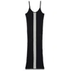 PALM ANGELS SLEEVELESS LONG KNIT DRESS WITH STRIPE DETAIL