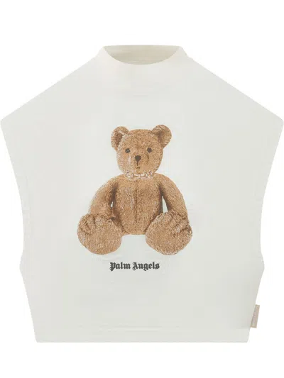 Palm Angels Sleeveless Top With Bear Graphic In White