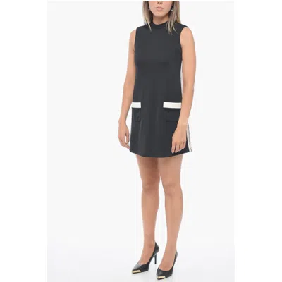 Palm Angels Sleeveless Track Dress With Patch Pockets In Black