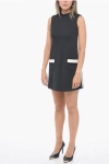 Palm Angels Sleeveless Track Dress With Patch Pockets In Black