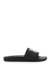 Palm Angels Black Logo Slides In Black