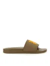 Palm Angels Logo-embossed Rubber Slides In Green