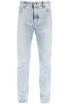 PALM ANGELS SLIM-FIT ACID-WASH JEANS WITH REAR CURVED LOGO PRINT