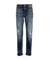 Palm Angels Slim-fit Distressed Straight-leg Jeans In Blue