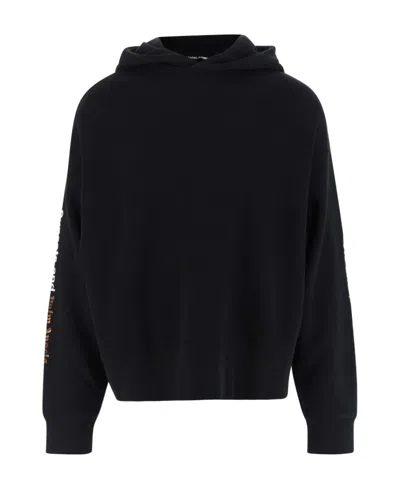 Palm Angels Slogan Printed Long Sleeved Hoodie In Black