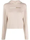 PALM ANGELS SLOUCHY TAN COTTON HOODIE WITH LOGO PRINT AND LONG SLEEVES