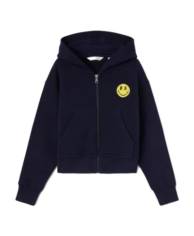 Palm Angels Smiley Motif Teddy-print Hoodie In Black