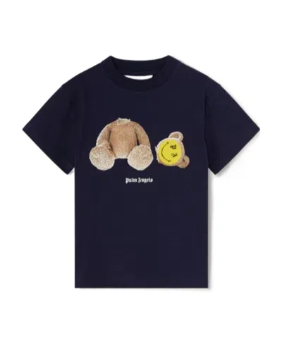 Palm Angels Smiley Teddy-bear Print T-shirt In Black