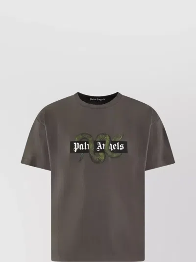 Palm Angels Snake Box Logo Regular Fit T-shirt In Brown