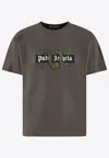 Palm Angels Snake Box Logo Regular Fit T-shirt In Gray