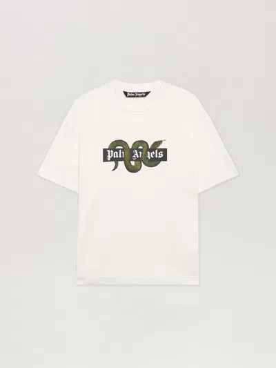 Palm Angels Off-white Snake Logo T-shirt In Multi