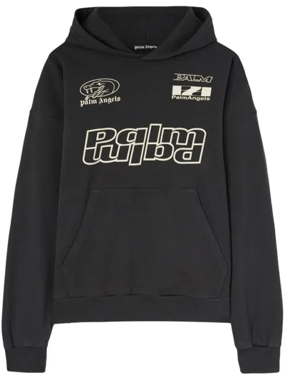 Palm Angels Snake-print Hoodie In Black