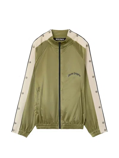 Palm Angels Snap-button Side Bands Track Jacket In Green