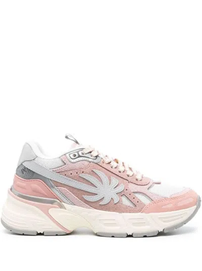 Palm Angels Pa 4 Pink Leather Blend Sneakers In White