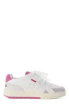 Palm Angels Palm University Mixed Leather Sneakers In White/fuxia