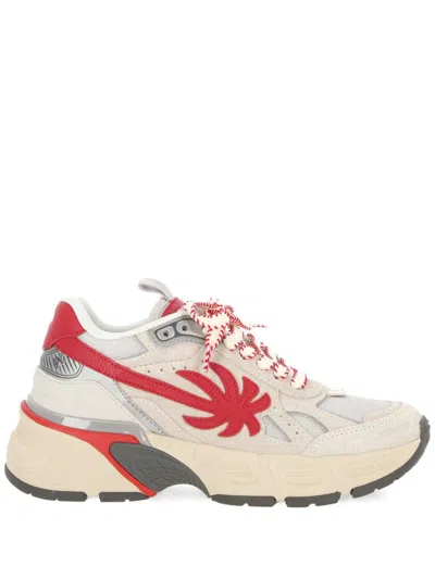 Palm Angels Palm Patch Sneakers In Beige Red