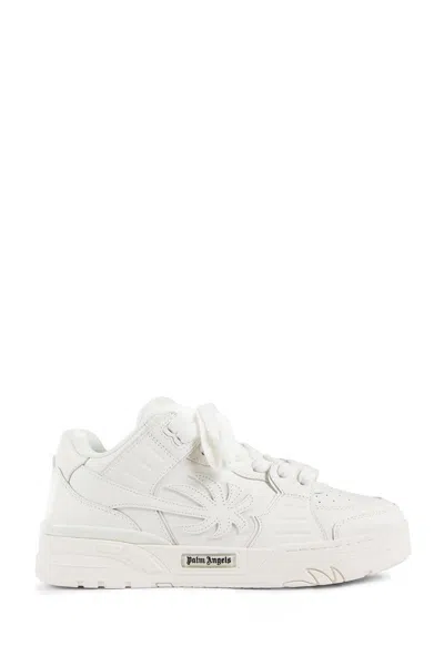 Palm Angels White Leather Venice Sneakers In Multicolor