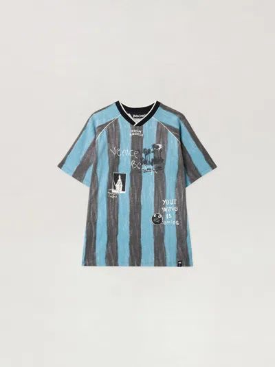 Palm Angels Soccer Cali Regular T-shirt In Blue