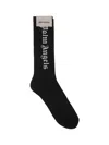 Palm Angels Ribbed Stretch Cotton Blend Socks In Black