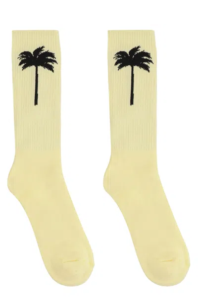 Palm Angels Socks Made Of Cotton Blend In Neutral