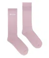Palm Angels Logo-embroidered Ribbed-knit Socks In Pink