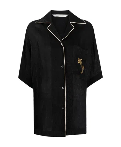 PALM ANGELS PALM ANGELS SOIREÉ LOGO-EMBROIDERED BUTTON-UP SHIRT