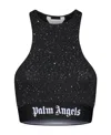 Palm Angels Classic Logo Cropped Lurex Top In Black