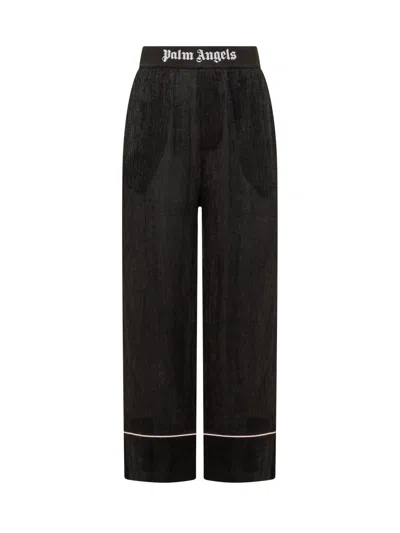 Palm Angels Soiree Pajama Trousers In Black Gold