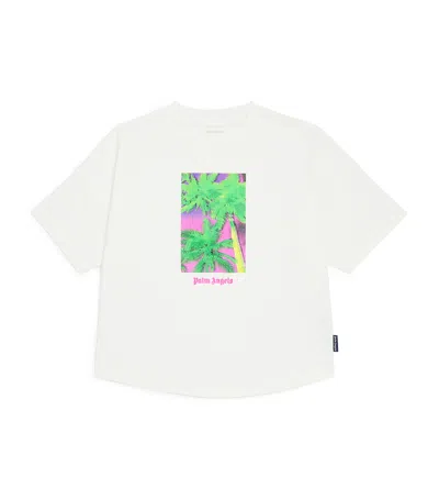 Palm Angels Kids' Solarised Palms T-shirt In White