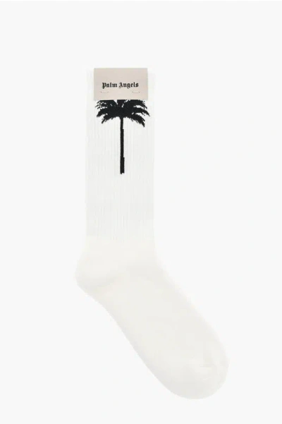 Palm Angels Solid-color Socks With Contrast Details In White