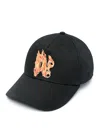 Palm Angels Burning Monogram Baseball Cap In Black