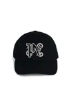 Palm Angels Monogram Cotton-canvas Baseball Cap In Black