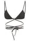 Palm Angels B Lurex Criss-cross Triangle Bikini Top In Nero/oro