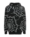 Palm Angels Spider Web Print Hoodie In Black