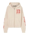 Palm Angels Gothic Logo-print Zipped Hoodie In Nude