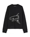 Palm Angels Broken Shark Print Sweatshirt In Black