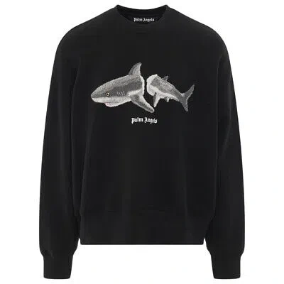 Pre-owned Palm Angels Split Shark Logo Black Sweatshirt