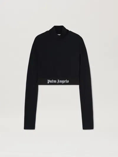 Palm Angels Sport Cropped Mock Top With Logo Band
