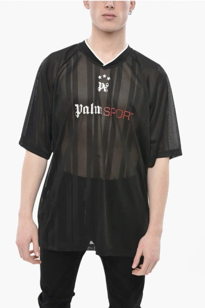 Palm Angels Sport Mesh T-shirt With Logo Print In Multi