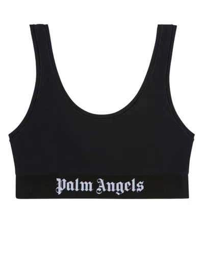 Palm Angels Black Classic Logo Sport Bra In Black White