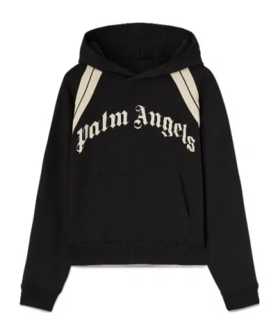 Palm Angels Sports Hoodie In Black - Ivory