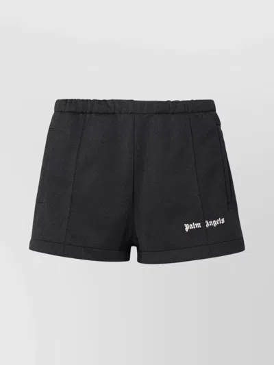 Palm Angels Logo Embroidered Track Shorts In Black Off White